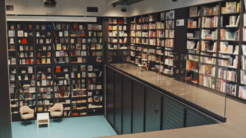 Bookshelves in Library